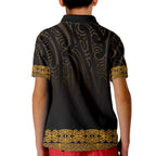 New Zealand Maori Kowhaiwhai Kid Polo Shirt Karaka Maui and Mangopare
