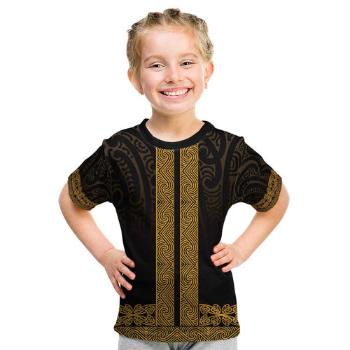 New Zealand Maori Kowhaiwhai Kid T Shirt Karaka Maui and Mangopare