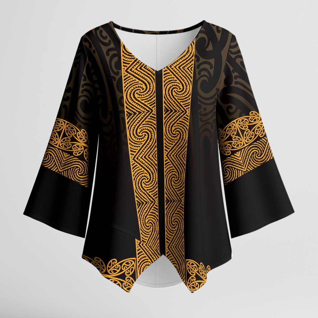New Zealand Maori Kowhaiwhai Kimono Sleeve Blouse Karaka Maui and Mangopare - Aussie Hoodie