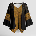 New Zealand Maori Kowhaiwhai Kimono Sleeve Blouse Karaka Maui and Mangopare - Aussie Hoodie