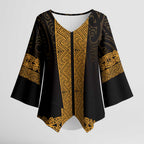 New Zealand Maori Kowhaiwhai Kimono Sleeve Blouse Karaka Maui and Mangopare - Aussie Hoodie