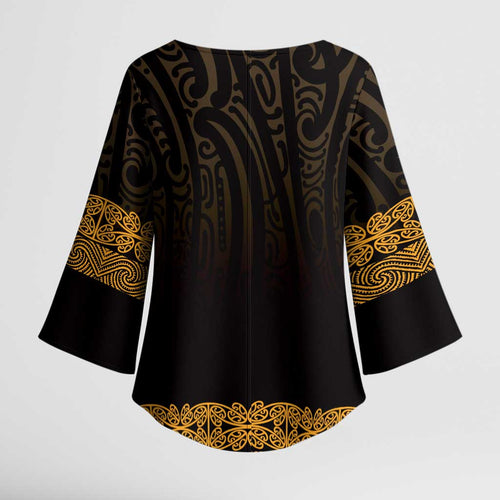 New Zealand Maori Kowhaiwhai Kimono Sleeve Blouse Karaka Maui and Mangopare - Aussie Hoodie