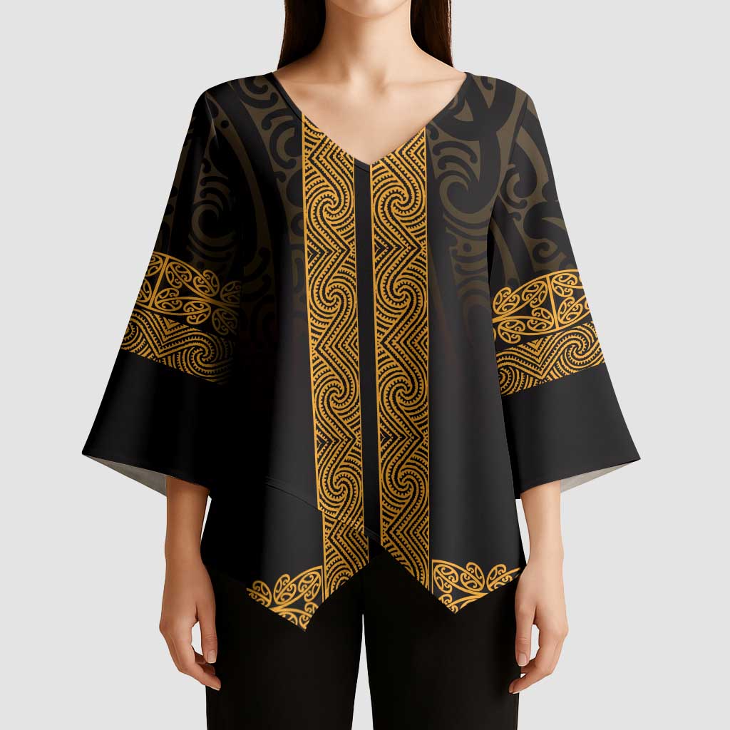 New Zealand Maori Kowhaiwhai Kimono Sleeve Blouse Karaka Maui and Mangopare - Aussie Hoodie