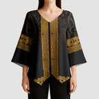 New Zealand Maori Kowhaiwhai Kimono Sleeve Blouse Karaka Maui and Mangopare - Aussie Hoodie