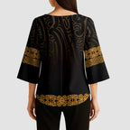 New Zealand Maori Kowhaiwhai Kimono Sleeve Blouse Karaka Maui and Mangopare - Aussie Hoodie