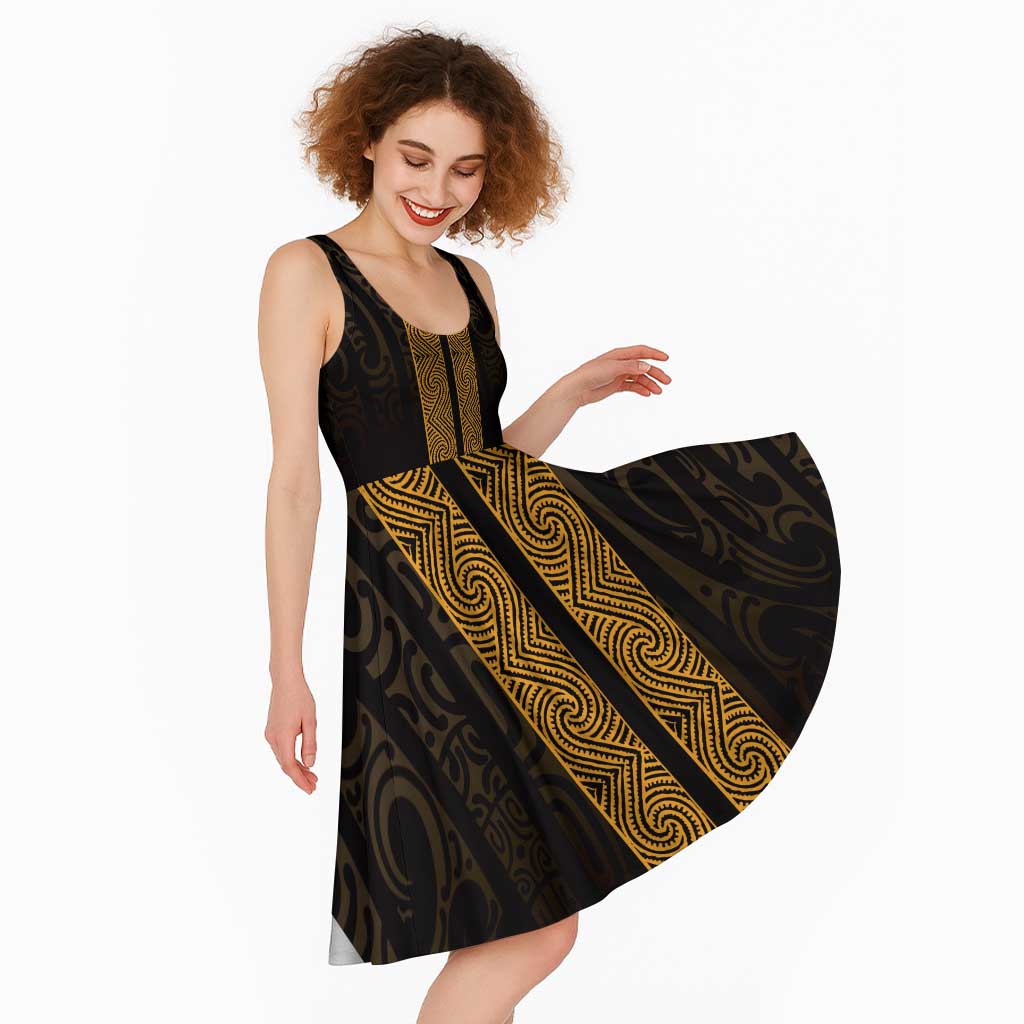 New Zealand Maori Kowhaiwhai Midi Dress Karaka Maui and Mangopare - Aussie Hoodie