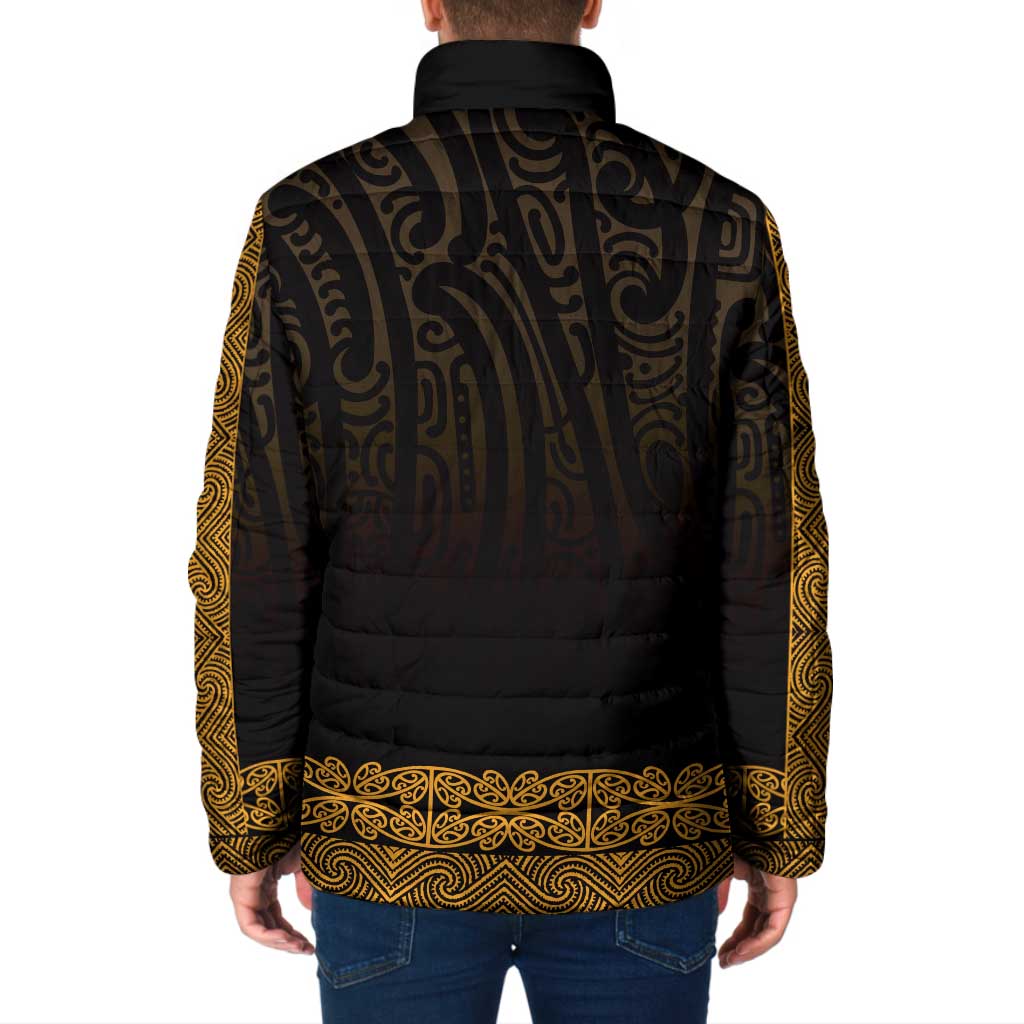 New Zealand Maori Kowhaiwhai Padded Jacket Karaka Maui and Mangopare - Aussie Hoodie