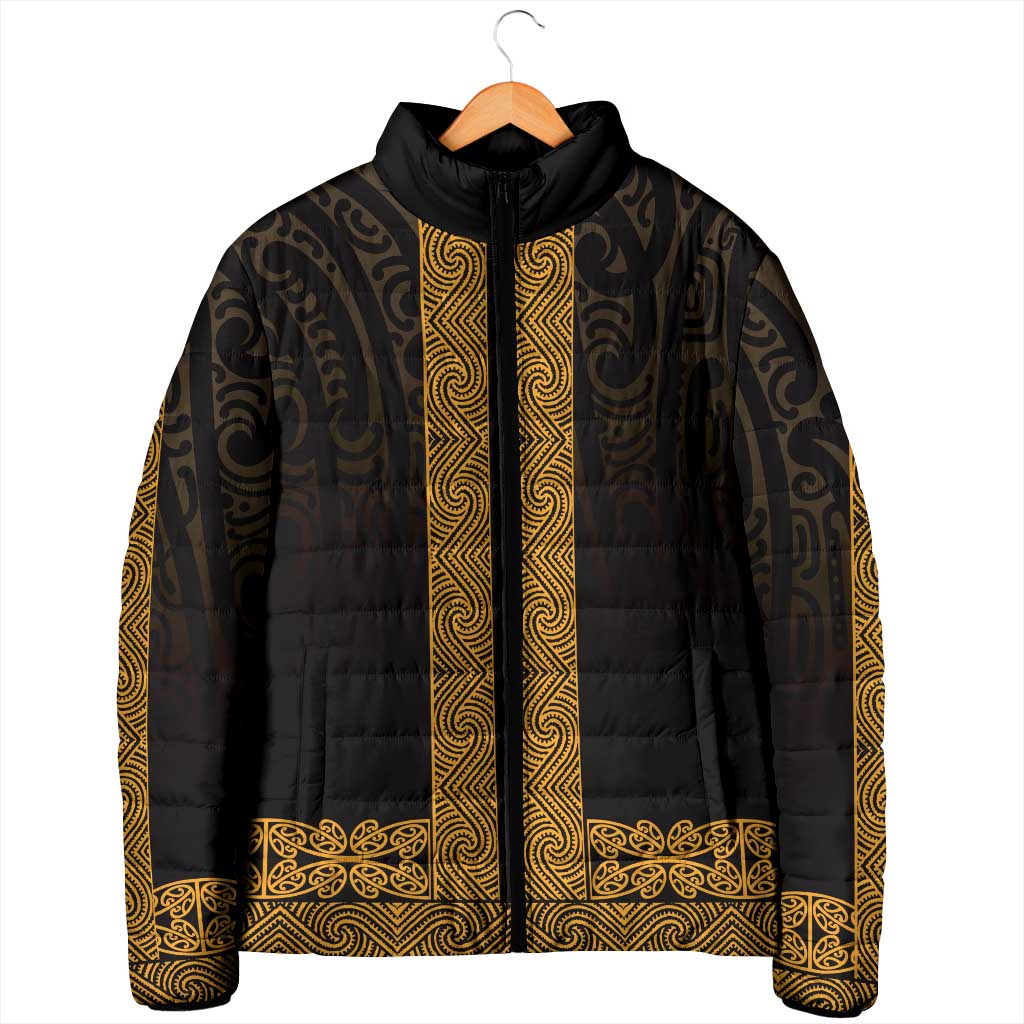 New Zealand Maori Kowhaiwhai Padded Jacket Karaka Maui and Mangopare - Aussie Hoodie