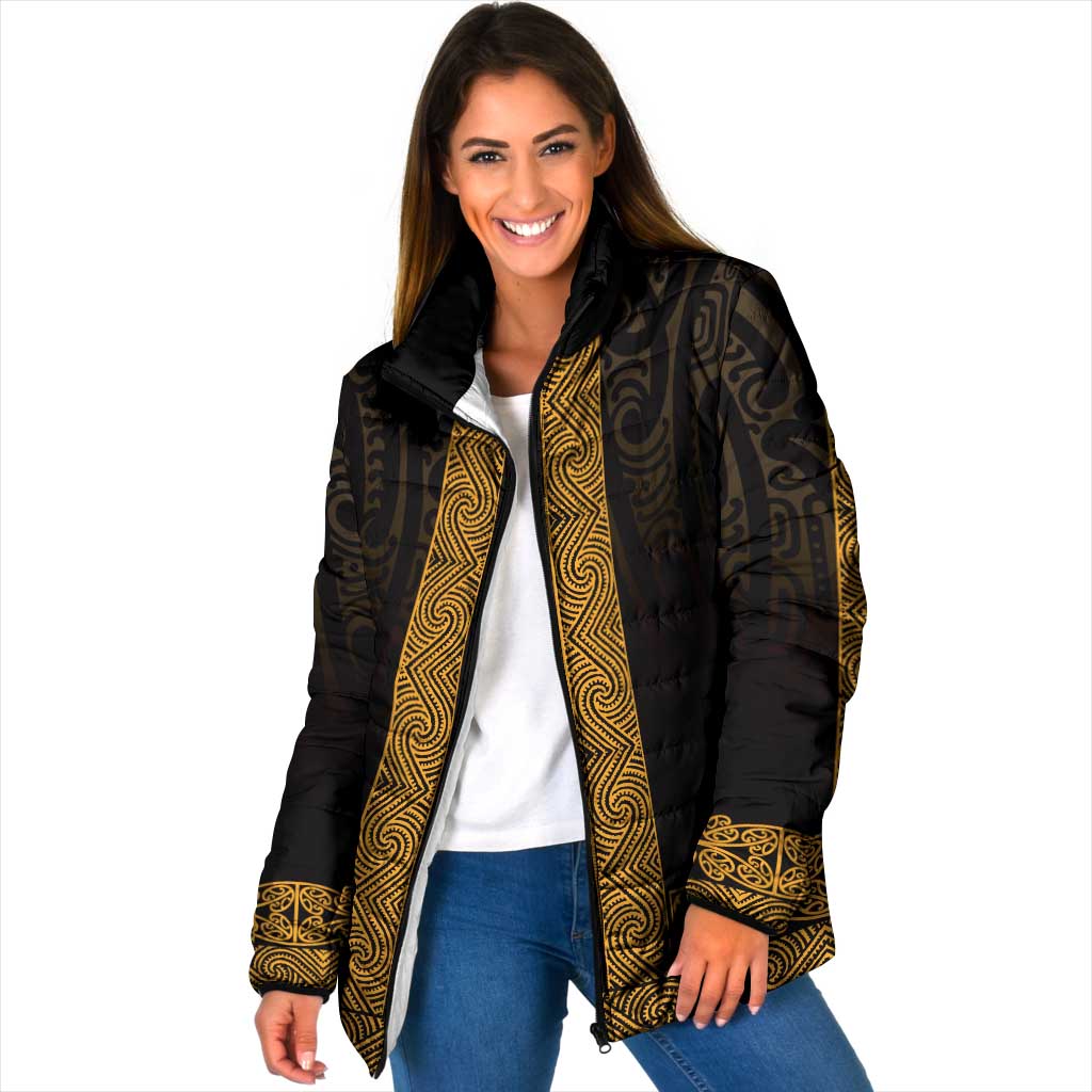 New Zealand Maori Kowhaiwhai Padded Jacket Karaka Maui and Mangopare - Aussie Hoodie