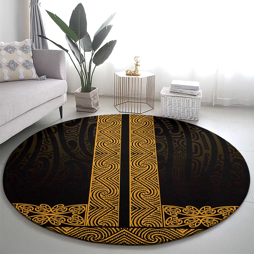 New Zealand Maori Kowhaiwhai Round Carpet Karaka Maui and Mangopare