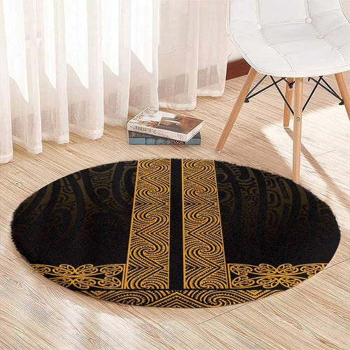 New Zealand Maori Kowhaiwhai Round Carpet Karaka Maui and Mangopare