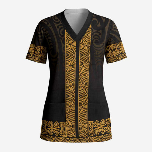 New Zealand Maori Kowhaiwhai Scrub Top Karaka Maui and Mangopare - Aussie Hoodie