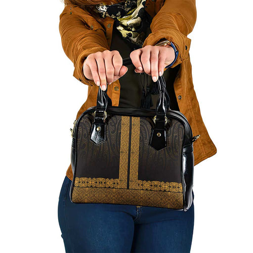 New Zealand Maori Kowhaiwhai Shoulder Handbag Karaka Maui and Mangopare