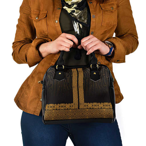 New Zealand Maori Kowhaiwhai Shoulder Handbag Karaka Maui and Mangopare