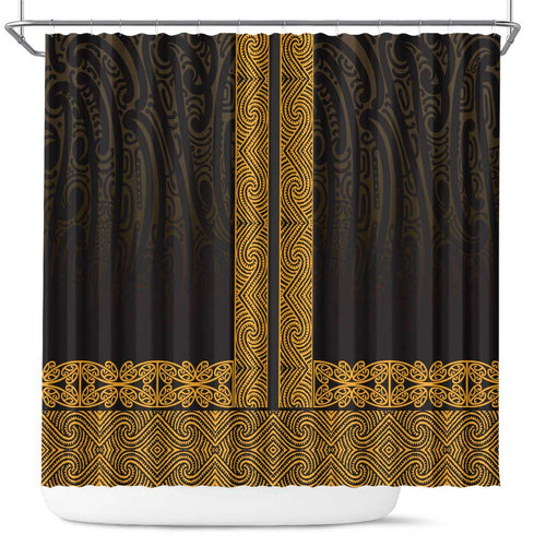 New Zealand Maori Kowhaiwhai Shower Curtain Karaka Maui and Mangopare