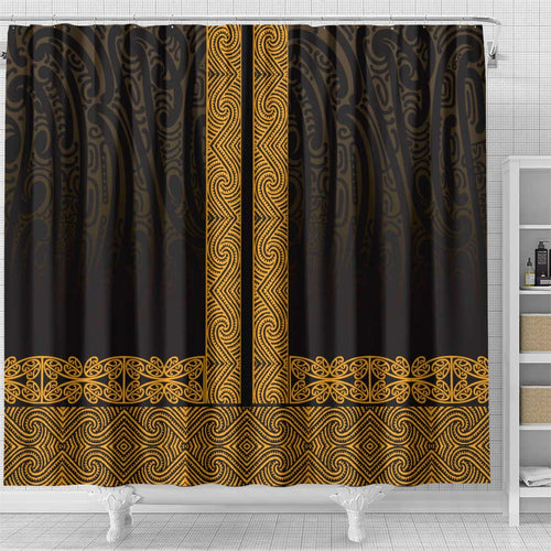 New Zealand Maori Kowhaiwhai Shower Curtain Karaka Maui and Mangopare