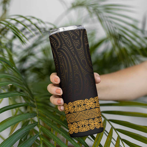 New Zealand Maori Kowhaiwhai Skinny Tumbler Karaka Maui and Mangopare