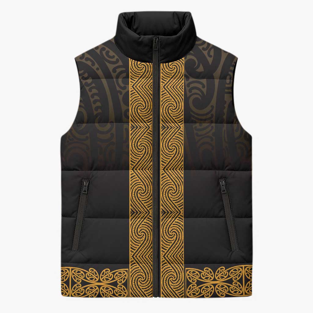 New Zealand Maori Kowhaiwhai Sleeveless Puffer Jacket Karaka Maui and Mangopare - Aussie Hoodie