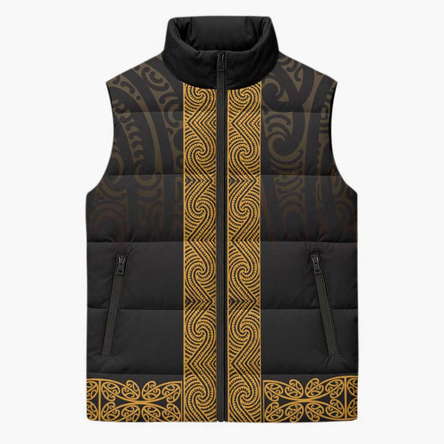 New Zealand Maori Kowhaiwhai Sleeveless Puffer Jacket Karaka Maui and Mangopare - Aussie Hoodie