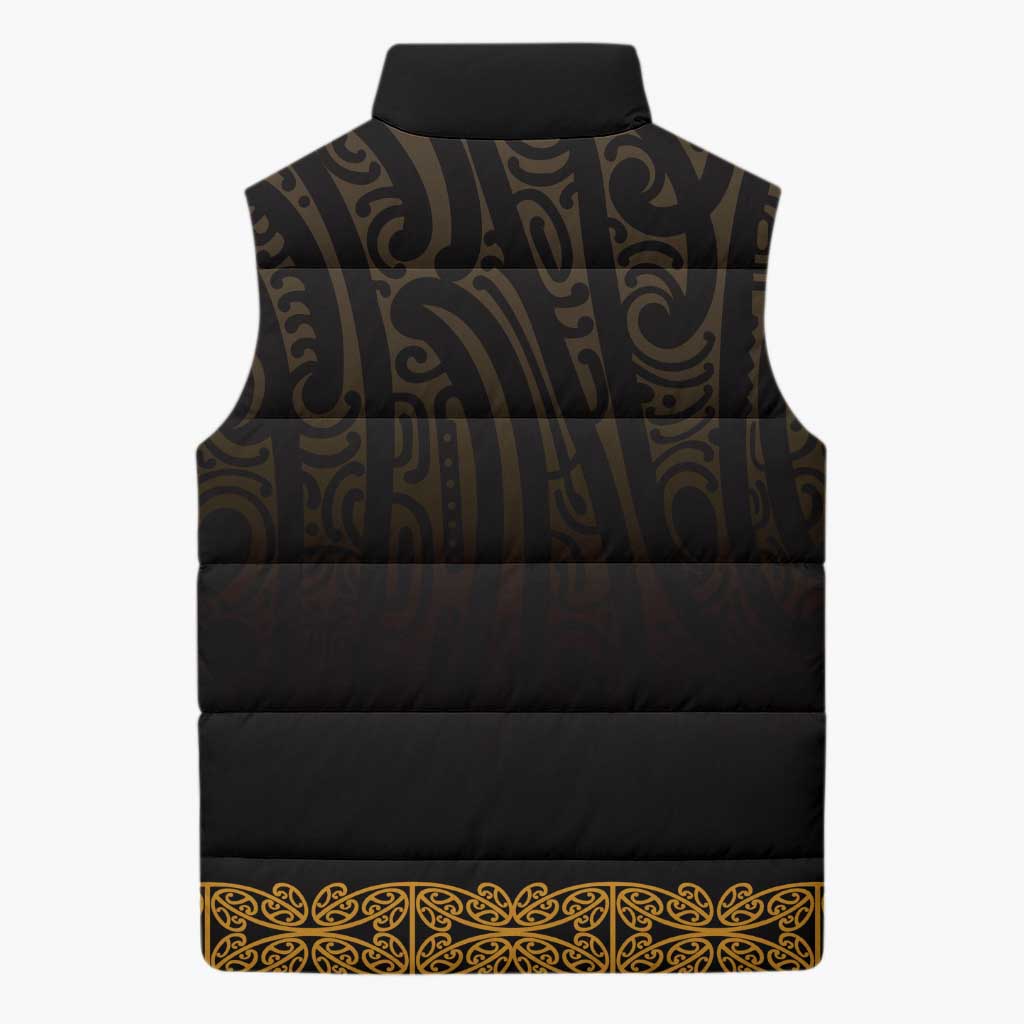 New Zealand Maori Kowhaiwhai Sleeveless Puffer Jacket Karaka Maui and Mangopare - Aussie Hoodie