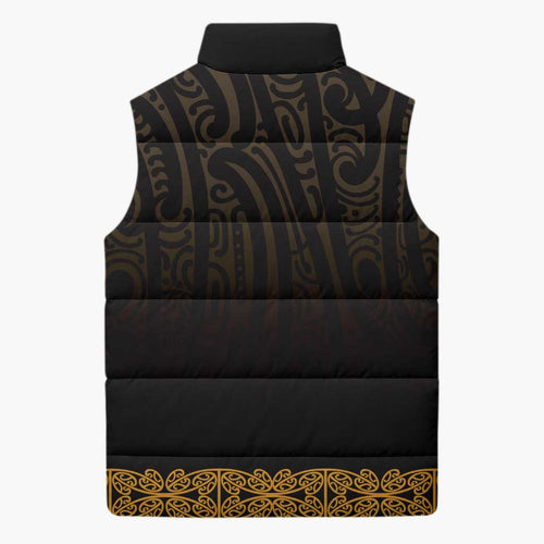 New Zealand Maori Kowhaiwhai Sleeveless Puffer Jacket Karaka Maui and Mangopare - Aussie Hoodie