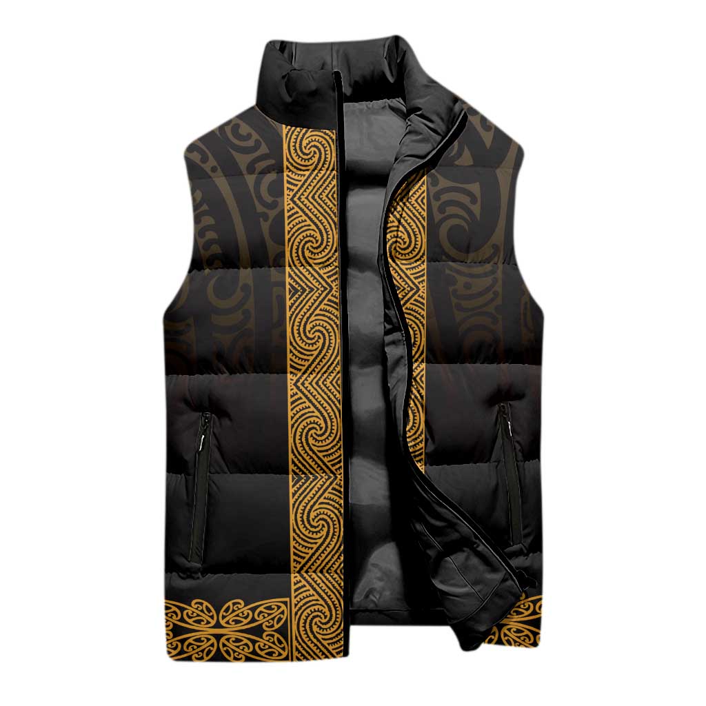 New Zealand Maori Kowhaiwhai Sleeveless Puffer Jacket Karaka Maui and Mangopare - Aussie Hoodie
