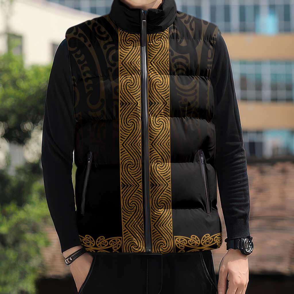New Zealand Maori Kowhaiwhai Sleeveless Puffer Jacket Karaka Maui and Mangopare - Aussie Hoodie