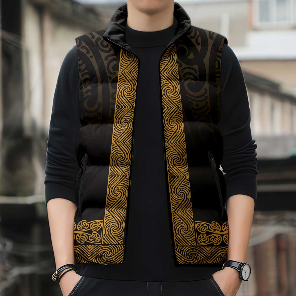 New Zealand Maori Kowhaiwhai Sleeveless Puffer Jacket Karaka Maui and Mangopare - Aussie Hoodie