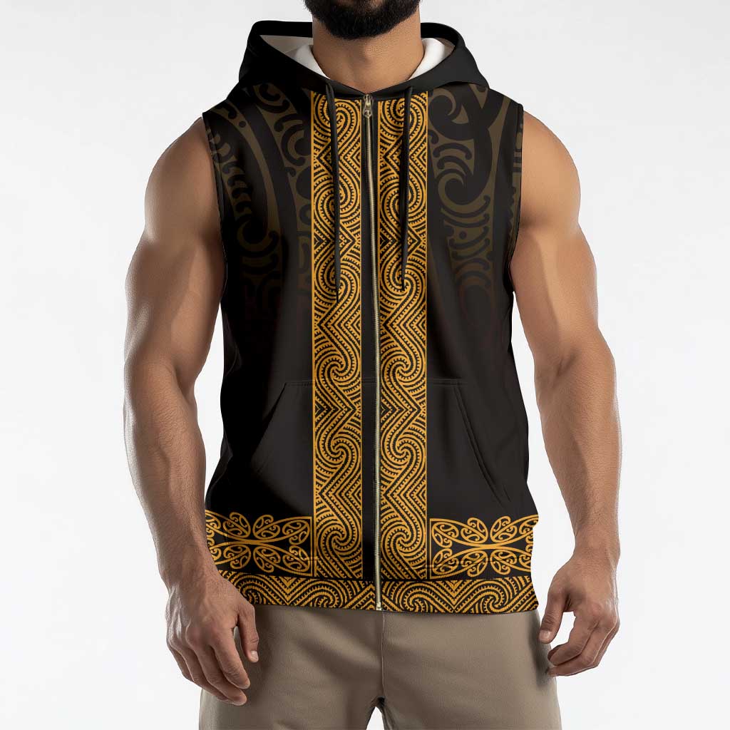 New Zealand Maori Kowhaiwhai Sleeveless Zip Hoodie Karaka Maui and Mangopare - Aussie Hoodie
