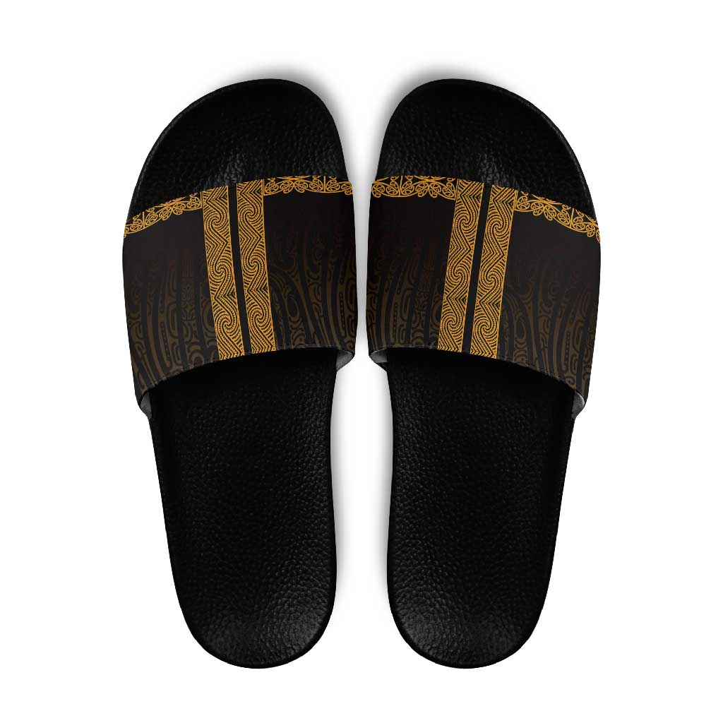 New Zealand Maori Kowhaiwhai Slide Sandals Karaka Maui and Mangopare - Aussie Hoodie