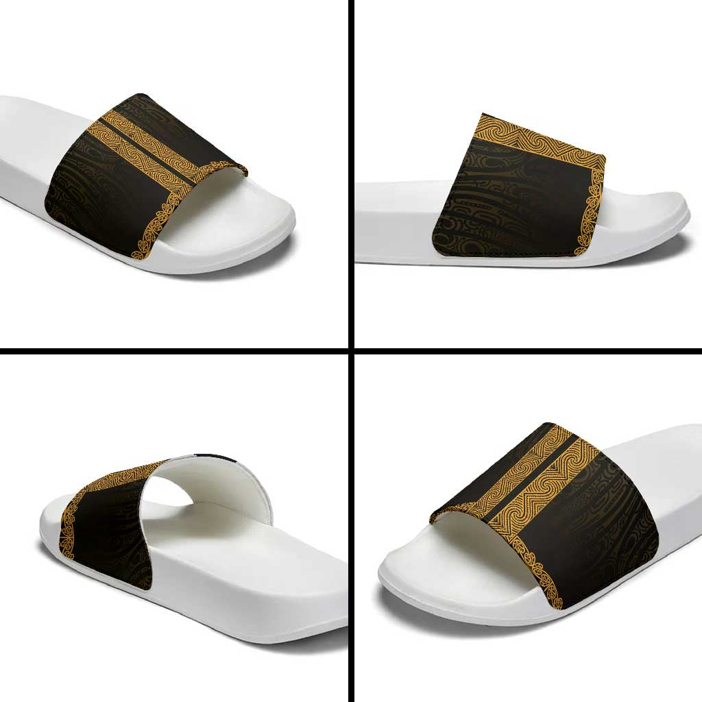 New Zealand Maori Kowhaiwhai Slide Sandals Karaka Maui and Mangopare - Aussie Hoodie
