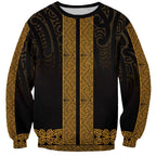 New Zealand Maori Kowhaiwhai Sweatshirt Karaka Maui and Mangopare