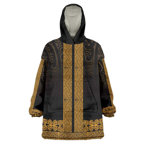 New Zealand Maori Kowhaiwhai Wearable Blanket Hoodie Karaka Maui and Mangopare