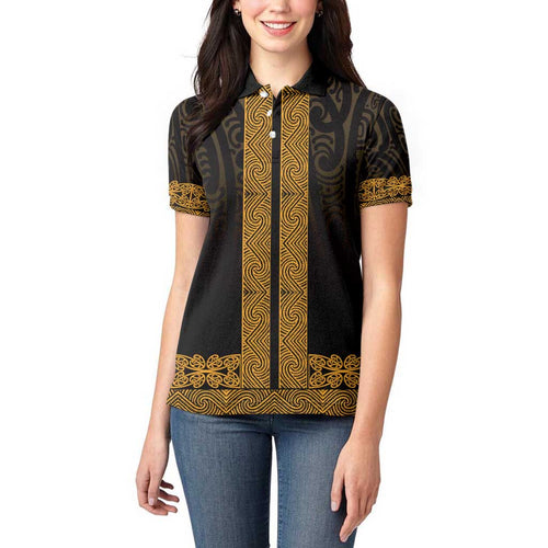New Zealand Maori Kowhaiwhai Women Polo Shirt Karaka Maui and Mangopare