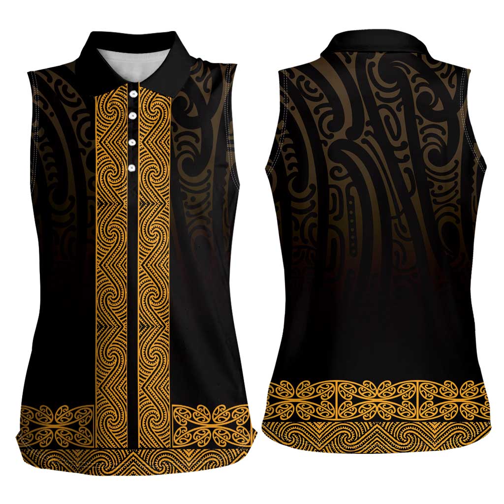 New Zealand Maori Kowhaiwhai Women Sleeveless Polo Shirt Karaka Maui and Mangopare