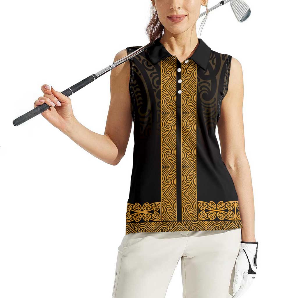 New Zealand Maori Kowhaiwhai Women Sleeveless Polo Shirt Karaka Maui and Mangopare