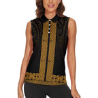 New Zealand Maori Kowhaiwhai Women Sleeveless Polo Shirt Karaka Maui and Mangopare
