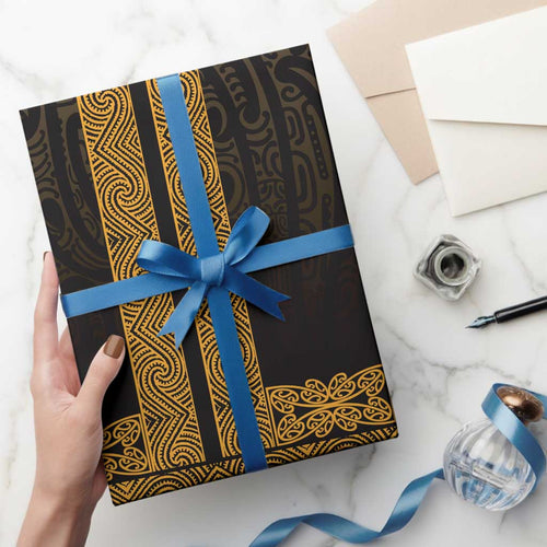 New Zealand Maori Kowhaiwhai Wrapping Paper Karaka Maui and Mangopare - Aussie Hoodie
