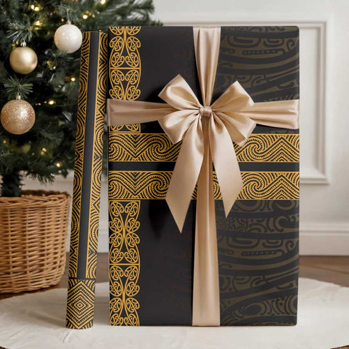 New Zealand Maori Kowhaiwhai Wrapping Paper Karaka Maui and Mangopare - Aussie Hoodie