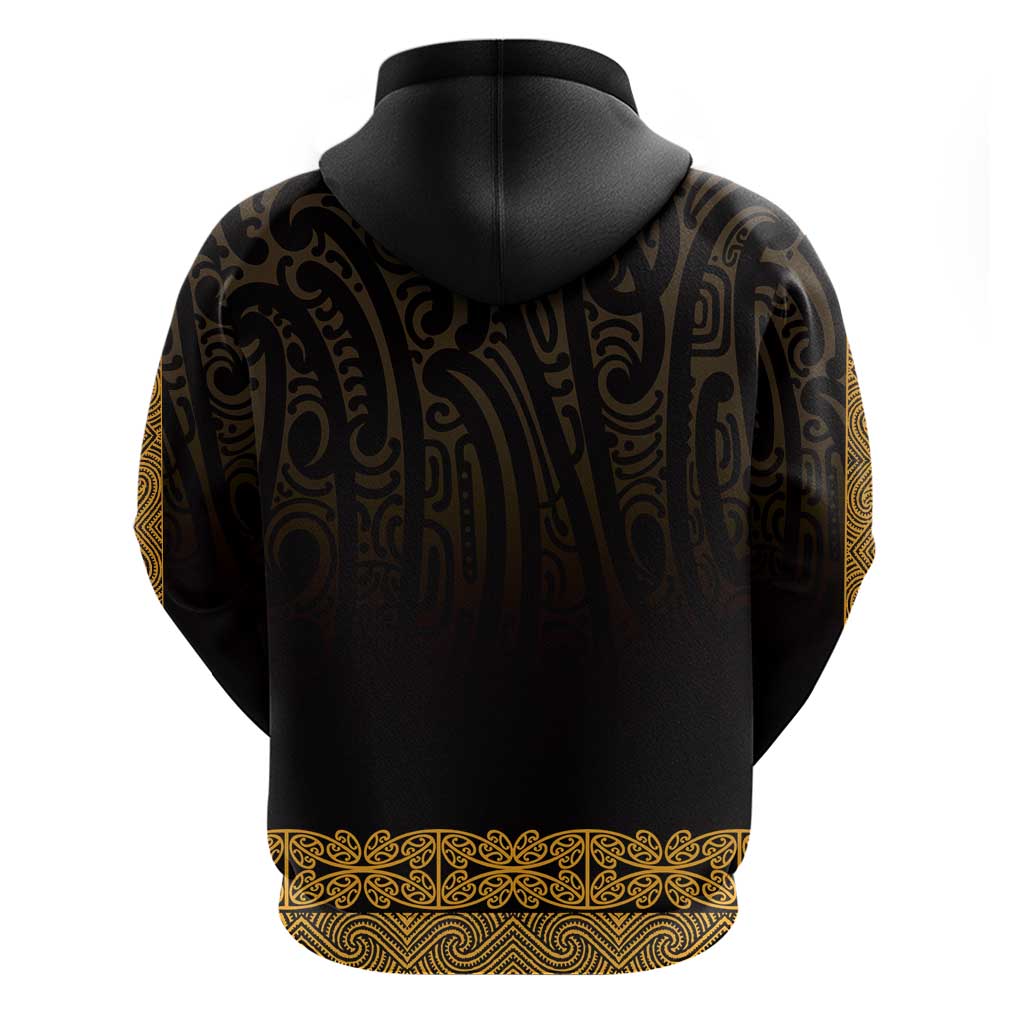 New Zealand Maori Kowhaiwhai Zip Hoodie Karaka Maui and Mangopare