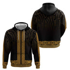 New Zealand Maori Kowhaiwhai Zip Hoodie Karaka Maui and Mangopare