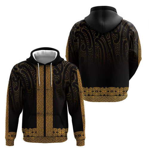 New Zealand Maori Kowhaiwhai Zip Hoodie Karaka Maui and Mangopare