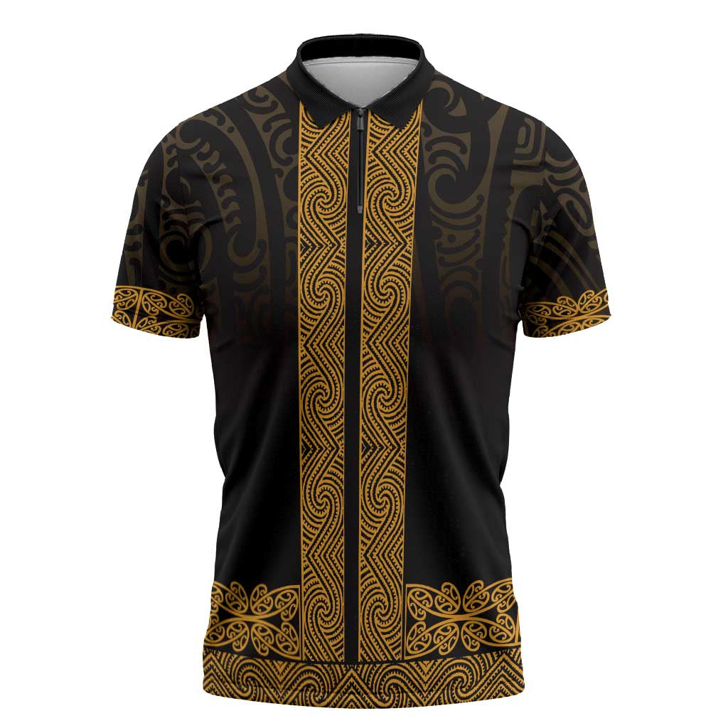 New Zealand Maori Kowhaiwhai Zipper Polo Shirt Karaka Maui and Mangopare - Aussie Hoodie