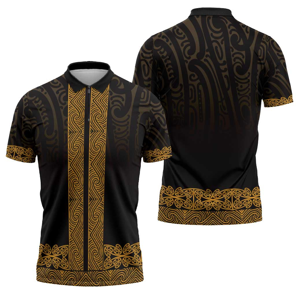 New Zealand Maori Kowhaiwhai Zipper Polo Shirt Karaka Maui and Mangopare - Aussie Hoodie