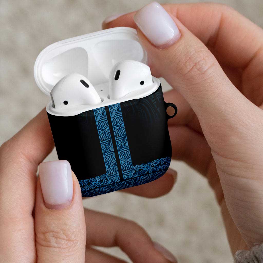 New Zealand Maori Kowhaiwhai AirPods Case Kikorangi Maui and Mangopare - Aussie Hoodie