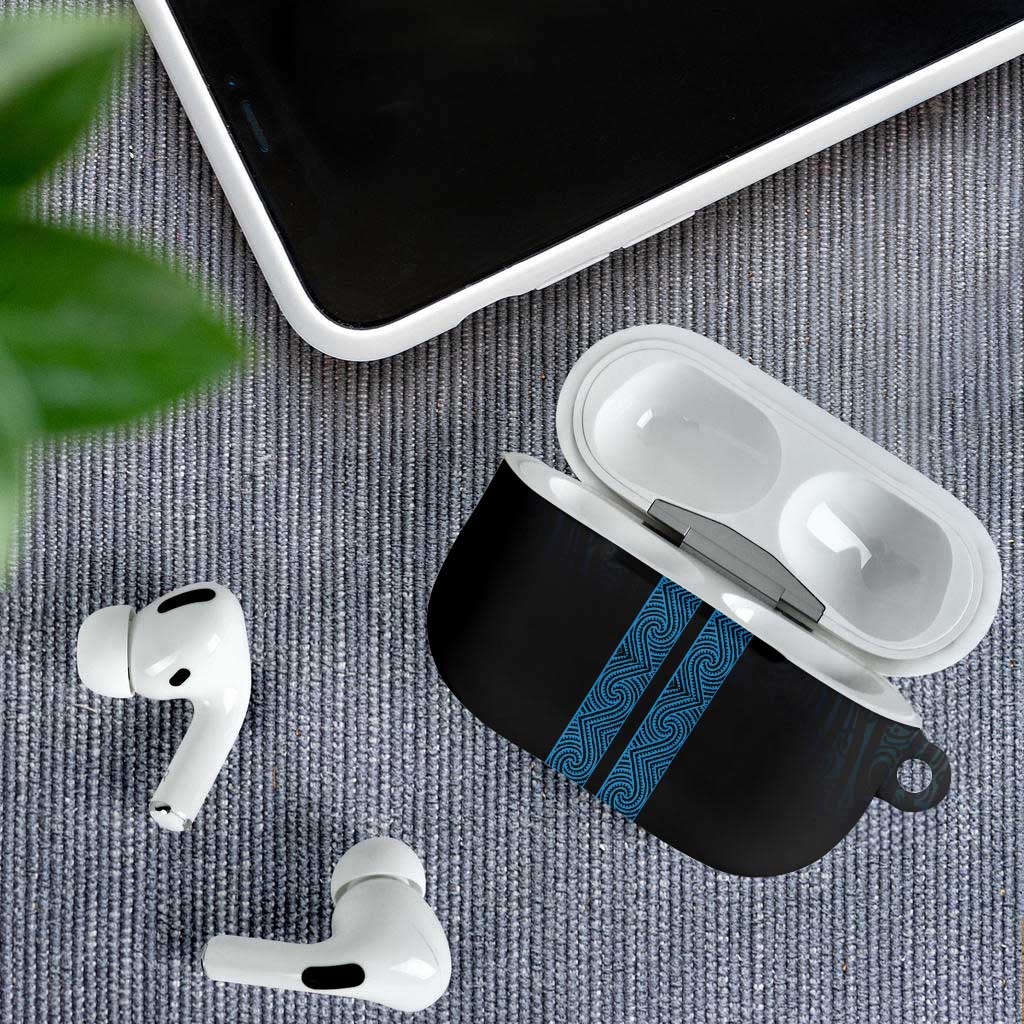 New Zealand Maori Kowhaiwhai AirPods Case Kikorangi Maui and Mangopare - Aussie Hoodie