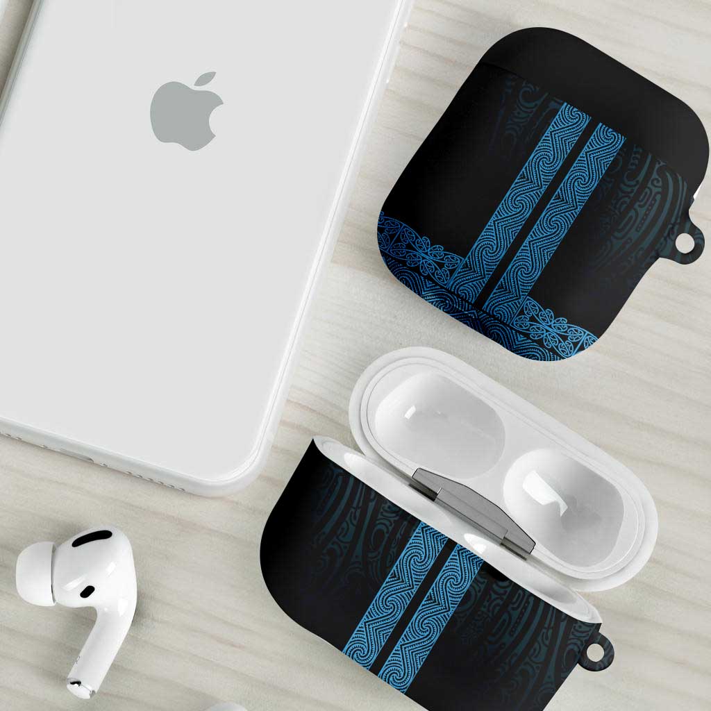 New Zealand Maori Kowhaiwhai AirPods Case Kikorangi Maui and Mangopare - Aussie Hoodie