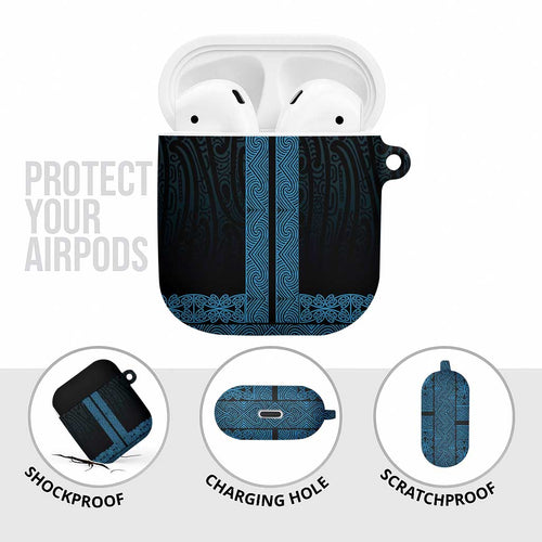New Zealand Maori Kowhaiwhai AirPods Case Kikorangi Maui and Mangopare - Aussie Hoodie