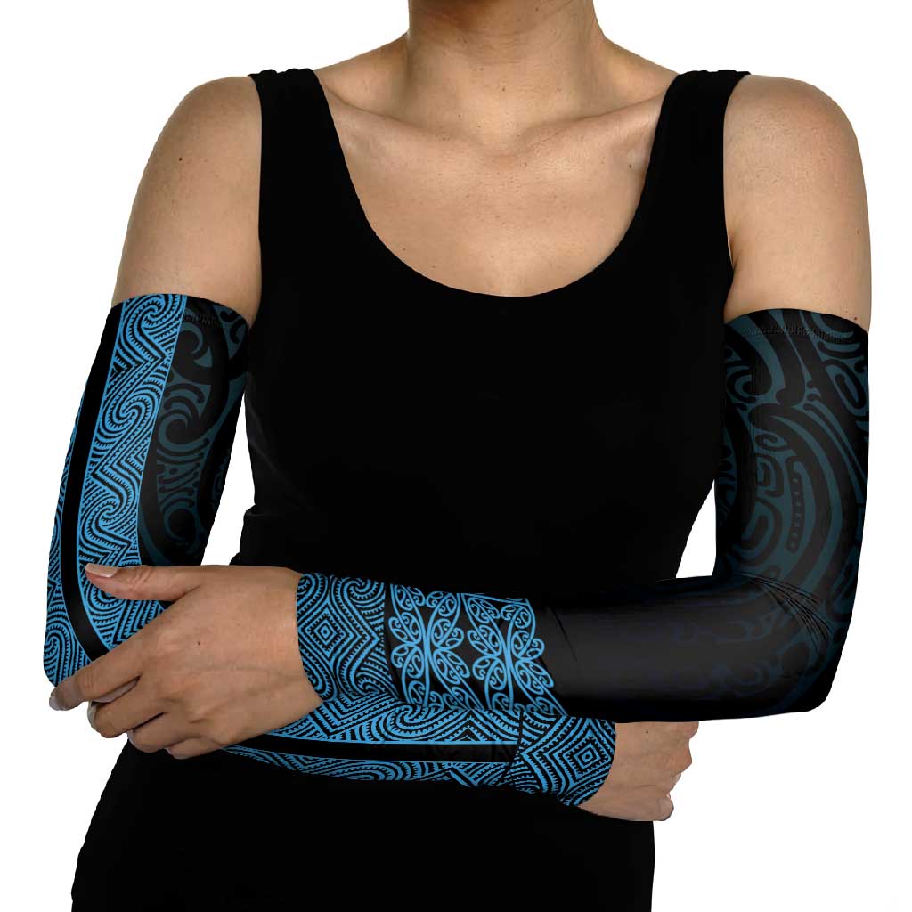New Zealand Maori Kowhaiwhai Arm Sleeves Kikorangi Maui and Mangopare - Aussie Hoodie