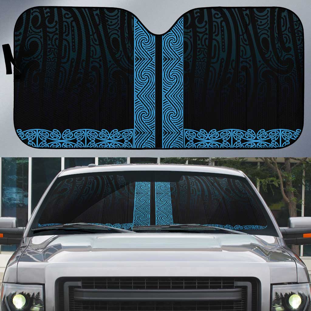 New Zealand Maori Kowhaiwhai Auto Sun Shade Kikorangi Maui and Mangopare - Aussie Hoodie